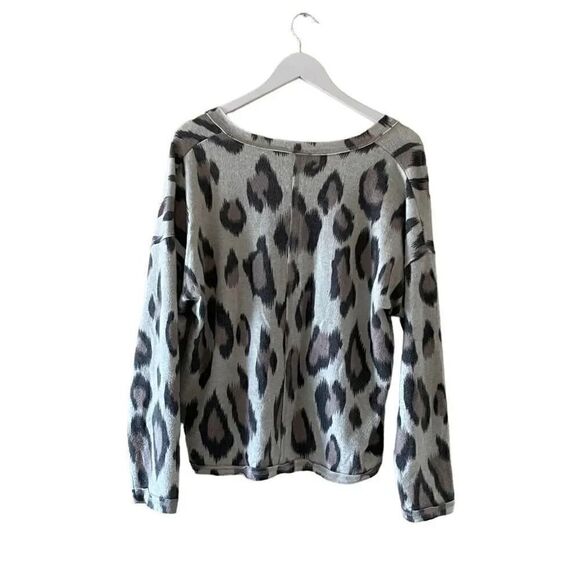 Socialite V Neck Long Sleeve Top Womens Multi Leopard Print Soft SZ L -#1687 - Picture 8 of 13